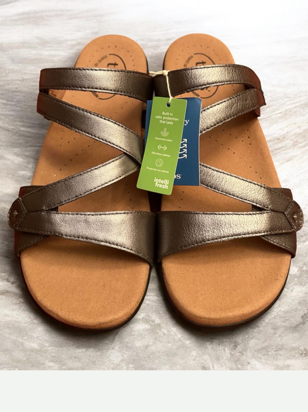Taos Footwear Double U Sandal Size 8 Pewter